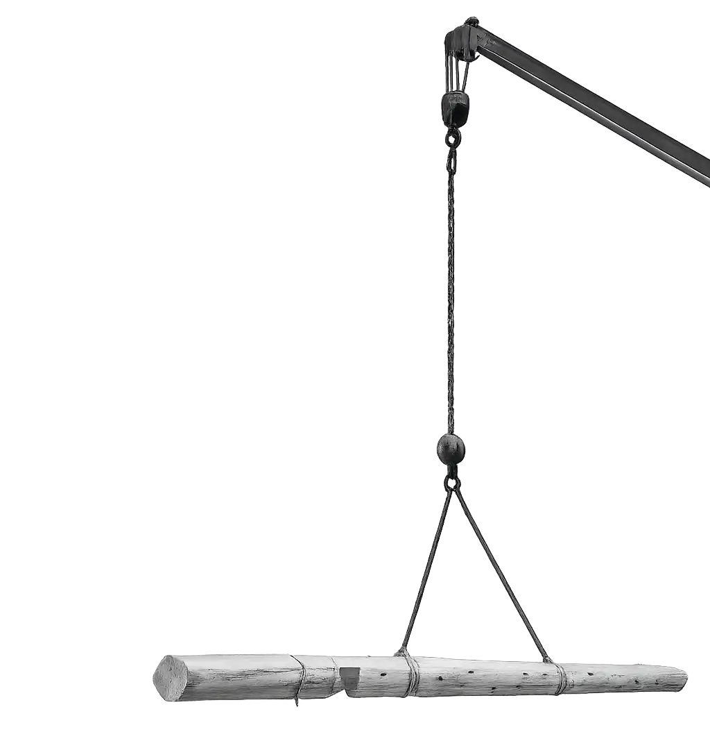 Crane lowering log
