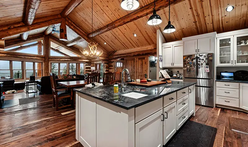 View interiors of log cabin homes built by Northwest Log Homes - Amish Home builders in Montana